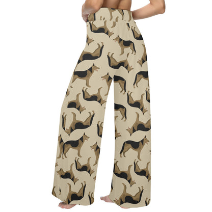 German Shepherd Design Print Pattern JJ0255 Women's Wide Leg Lounge Pants