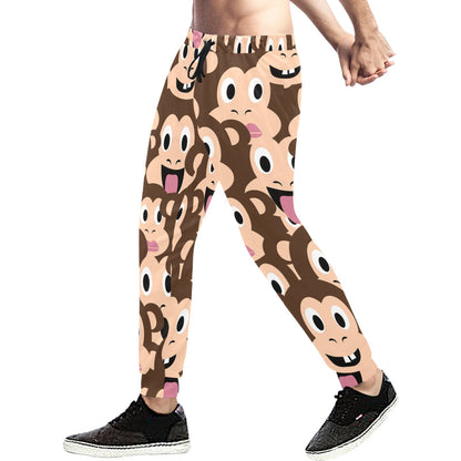 Emoji Monkey Print Pattern Men's Sweatpants