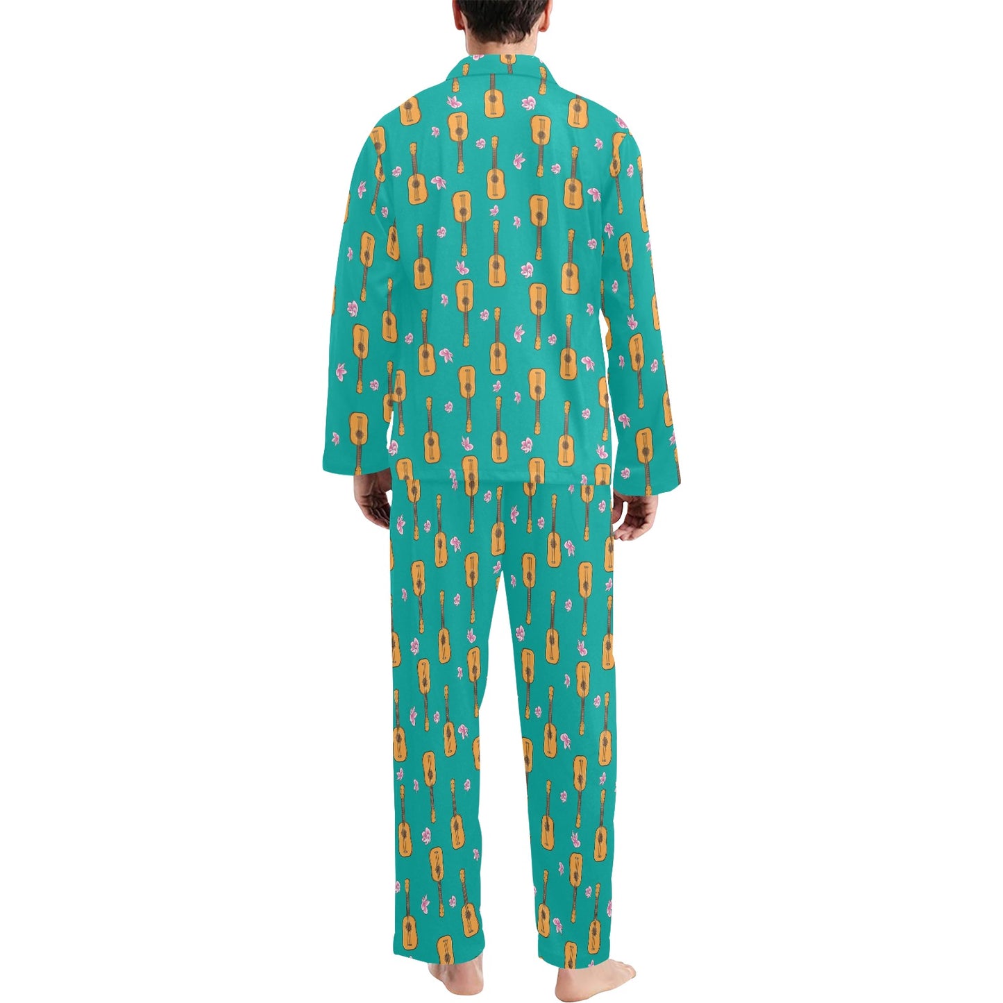 Ukulele Print Design LKS403 Men's Long Pajama Set