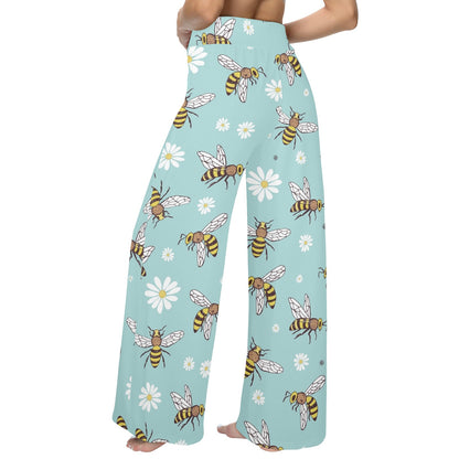 Bee Pattern Print Design BEE010 Women's Wide Leg Lounge Pants