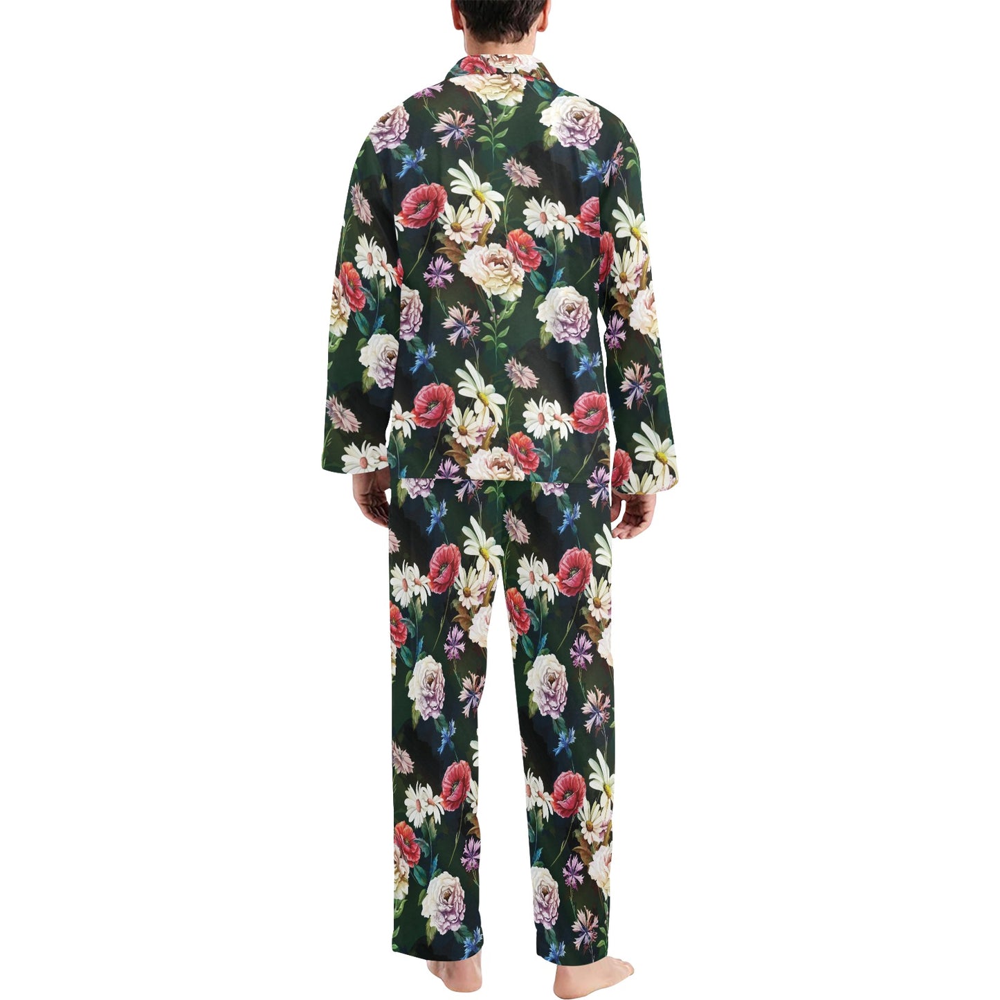 Summer Floral Print Design LKS303 Men's Long Pajama Set