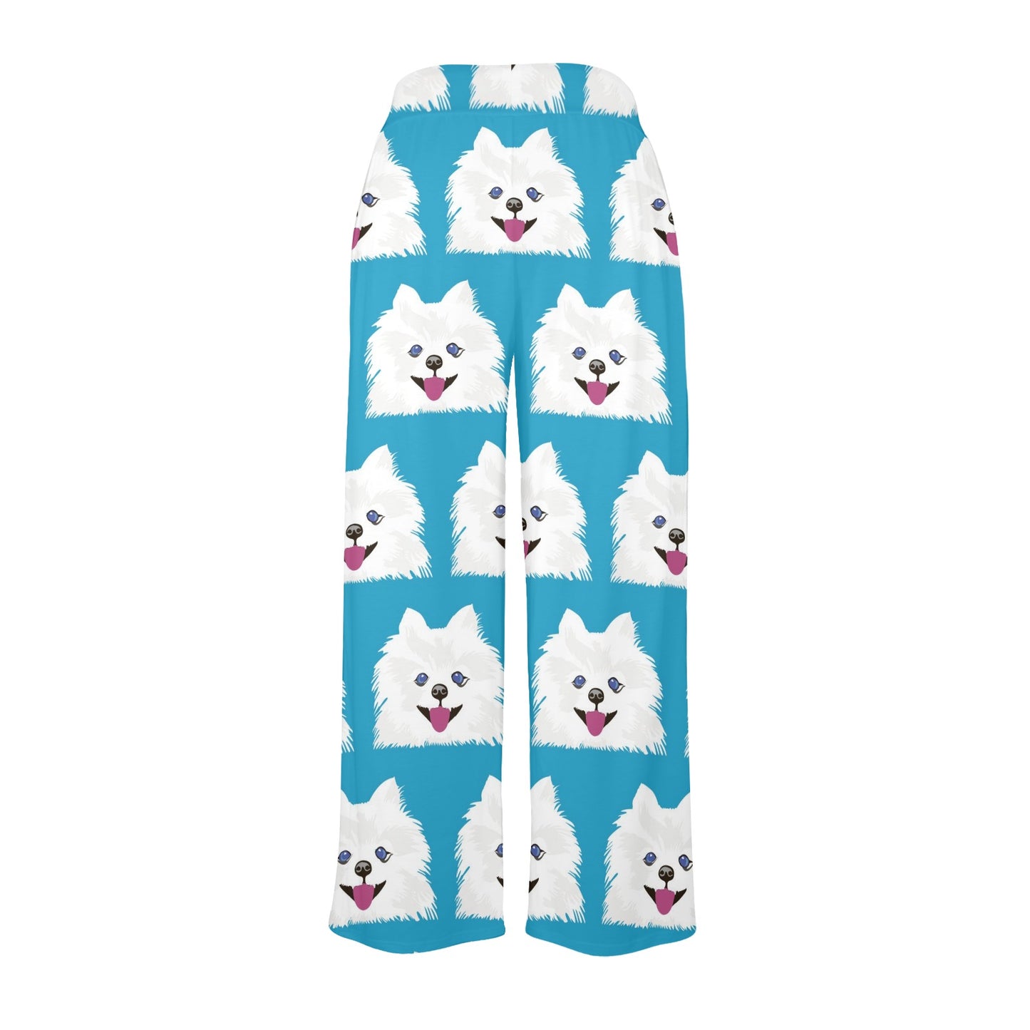 Pomeranians Pattern Print Design A05 Women's Wide Leg Lounge Pants