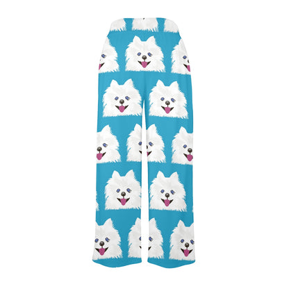 Pomeranians Pattern Print Design A05 Women's Wide Leg Lounge Pants