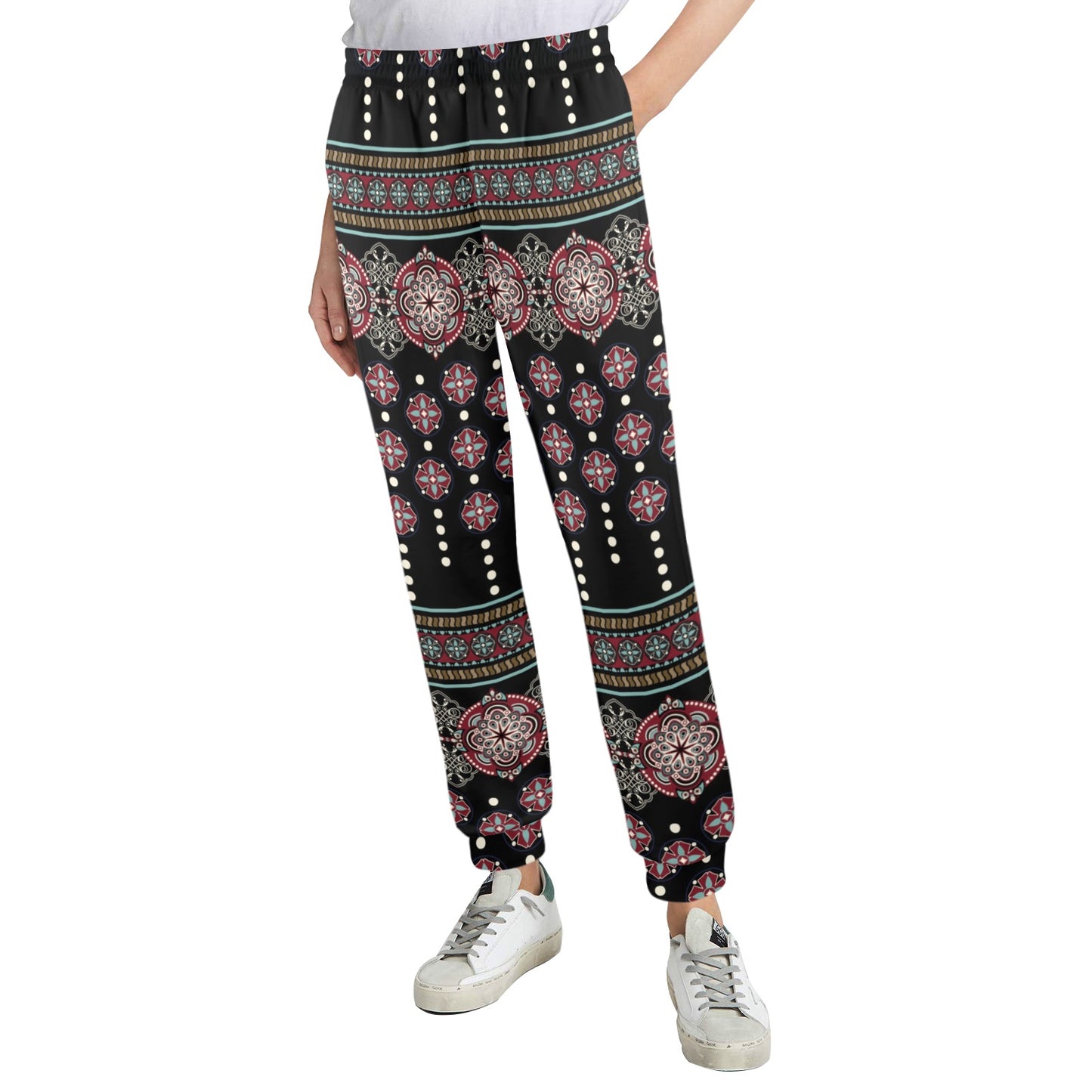 Ethnic Dot Style Print Pattern Women's Casual Track Pants