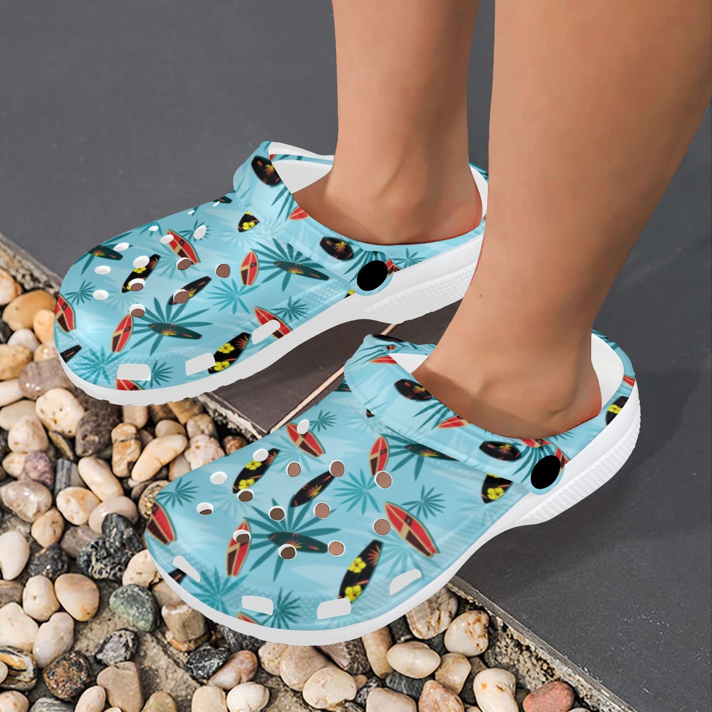Surfboard Themed Pattern Unisex Clogs Shoes