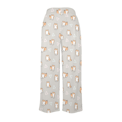 Shiba Inu Print Design LKS307 Women's Wide Leg Lounge Pants