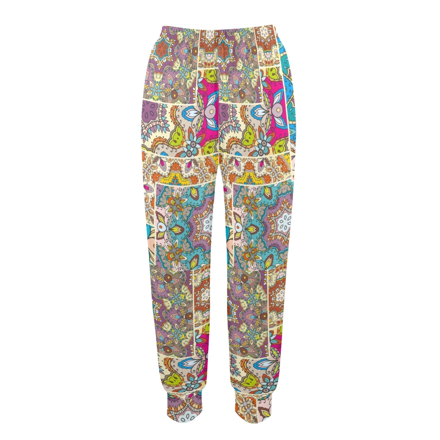 Patchwork Print Design LKS402 Women's Casual Track Pants
