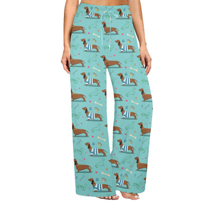 Dachshund Paw Decorative Print Pattern Women's Wide Leg Lounge Pants