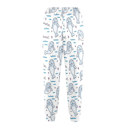 Manatee Baby Pattern Print Design 03 Men's Casual Track Pants