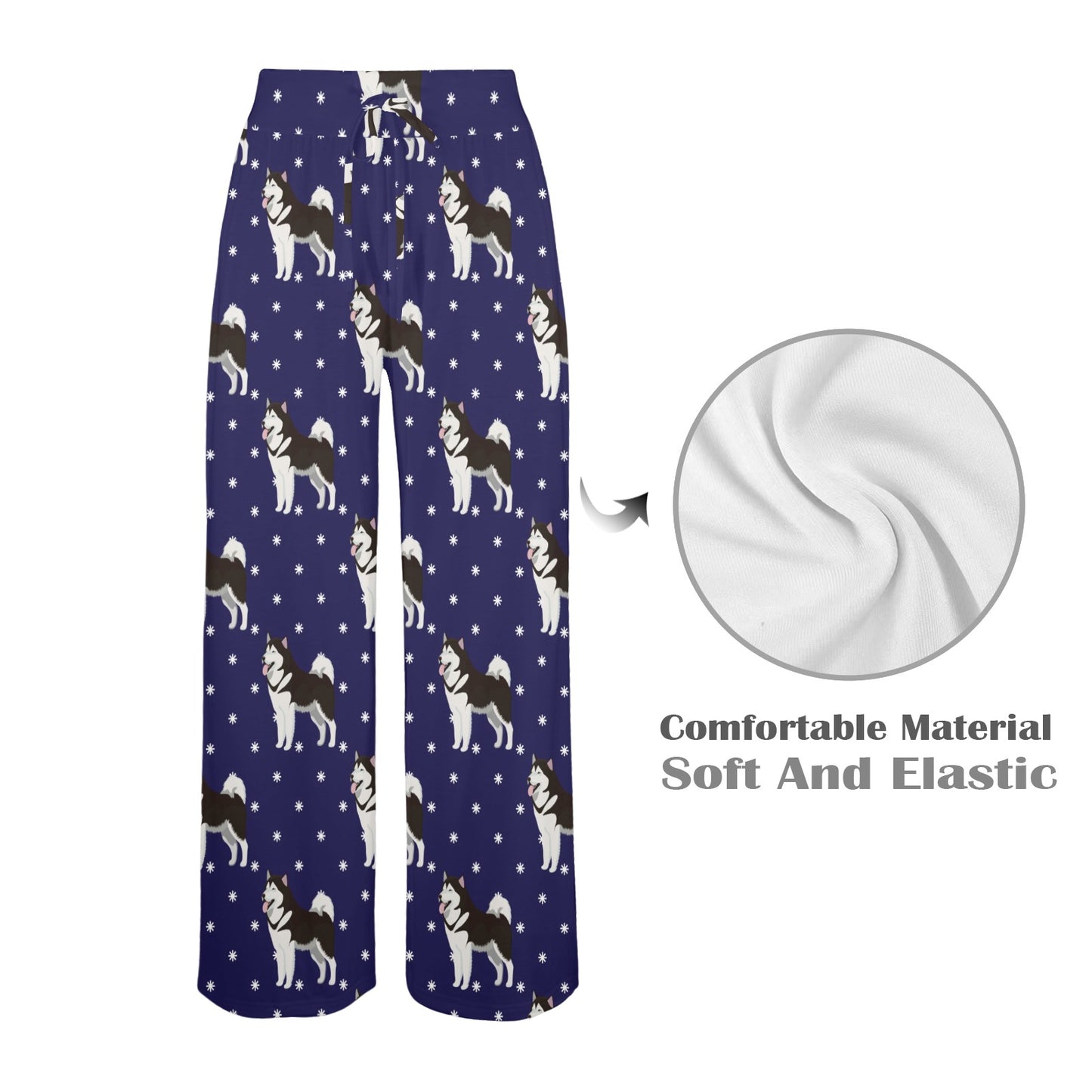 Alaskan Malamute Pattern Print Design 04 Women's Wide Leg Lounge Pants