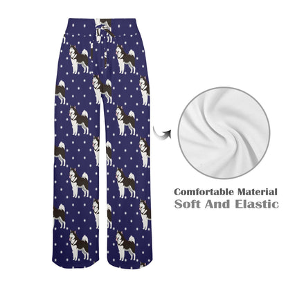 Alaskan Malamute Pattern Print Design 04 Women's Wide Leg Lounge Pants