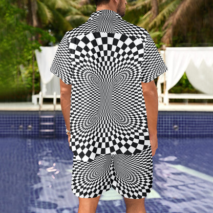 Optical illusion Projection Torus Men's Beach Shirt and Shorts Set