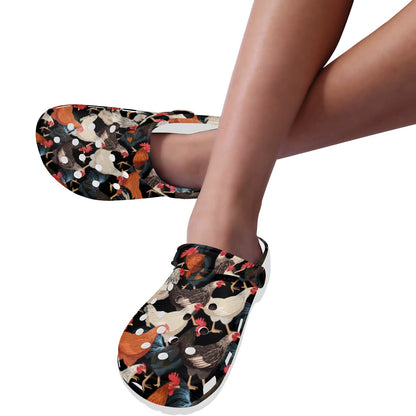 Chicken Print Pattern Unisex Clogs Shoes