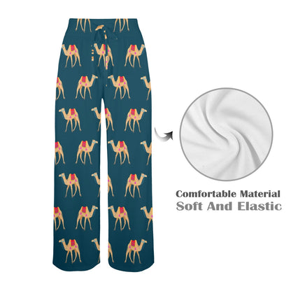 Camel Design Print Pattern JJ023 Women's Wide Leg Lounge Pants