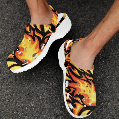 Flame Fire Design Pattern Unisex Clogs Shoes