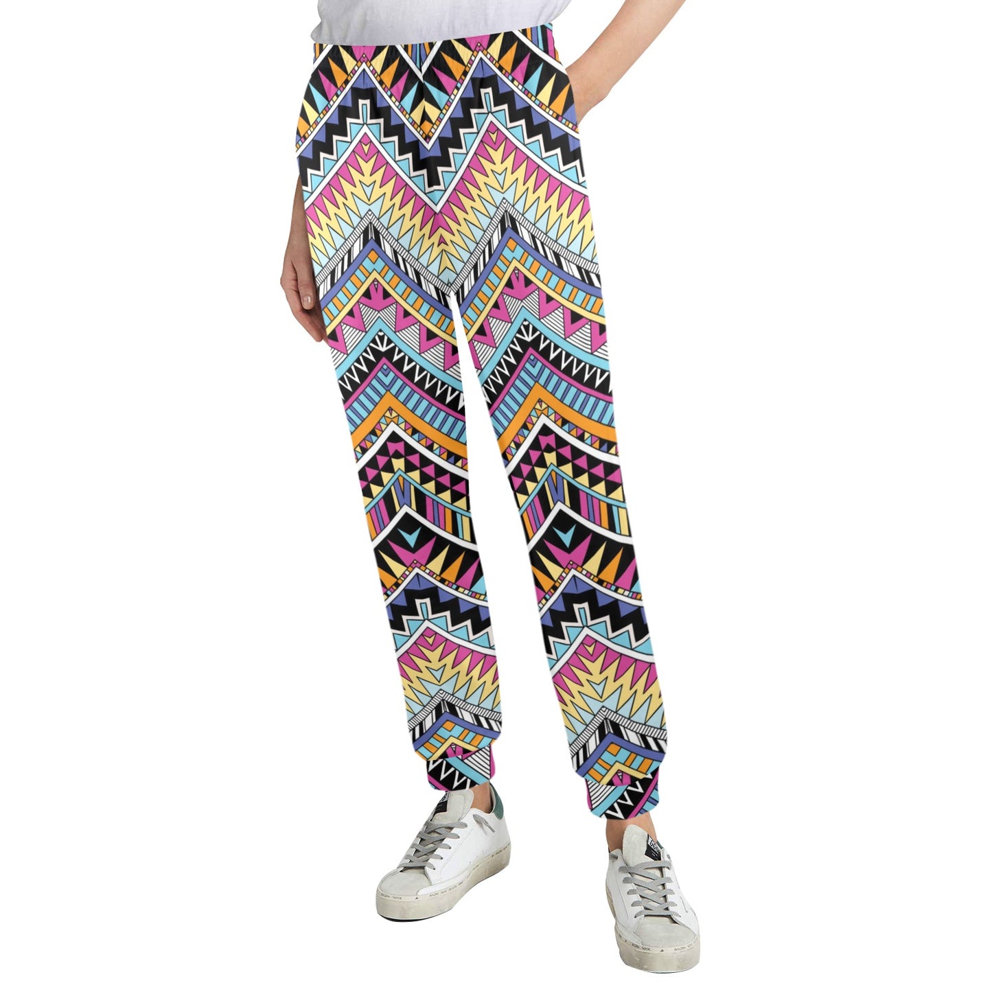 Multicolor zigzag Tribal Aztec Women's Casual Track Pants