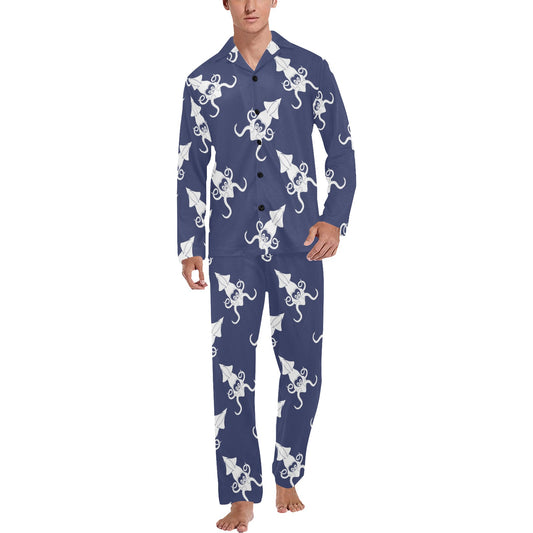 Giant Squid Pattern Print Design 02 Men's Long Pajama Set