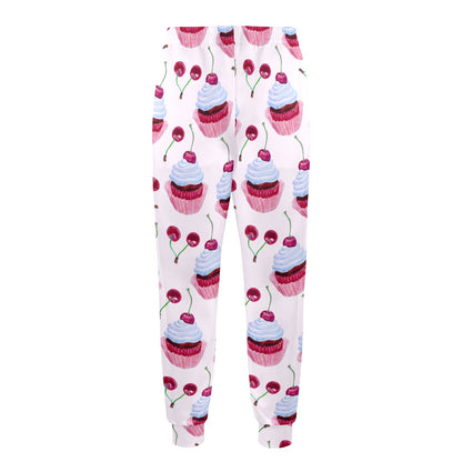 Cherry Cupcake Pink Pattern Men's Casual Track Pants