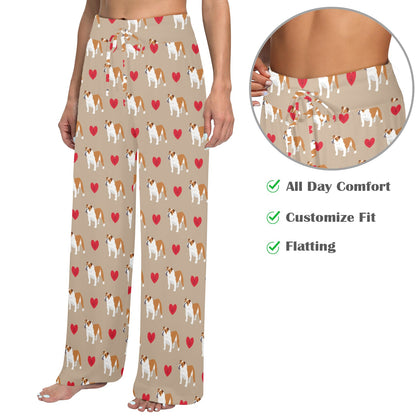 Bulldogs Pattern Print Design 02 Women's Wide Leg Lounge Pants