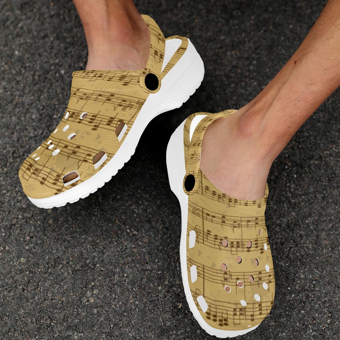 Music Note Vintage Themed Print Unisex Clogs Shoes