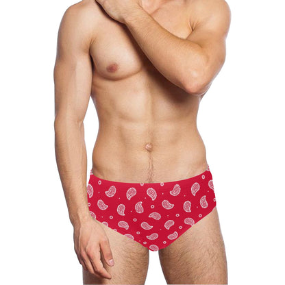 Bandana Red Paisley Print Design LKS305 Men's Swimming Briefs