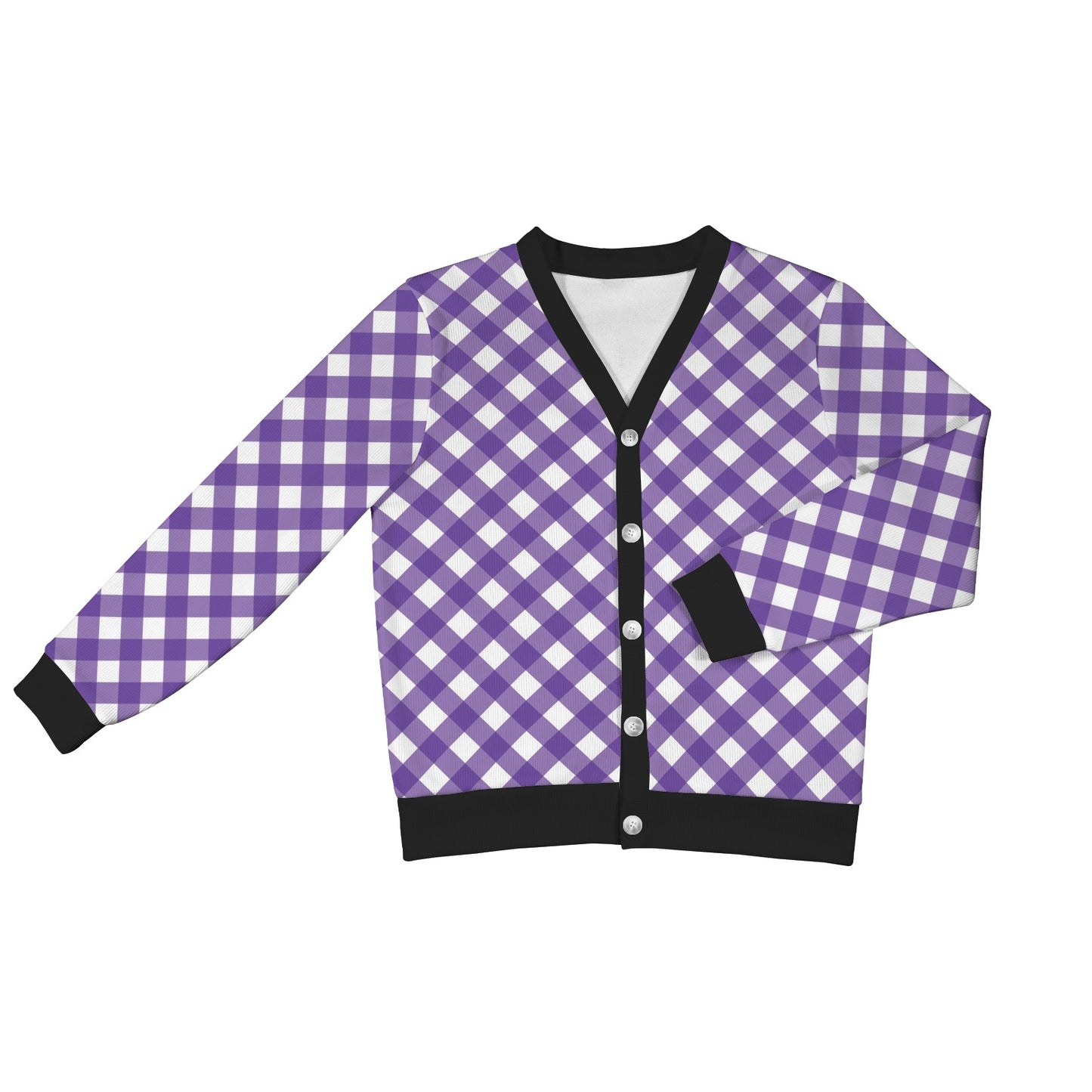 Gingham Purple Pattern Print Design 03 Women's Cardigan