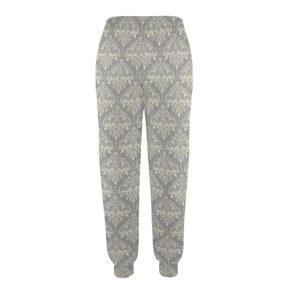 Damask Grey Elegant Print Pattern Women's Casual Track Pants
