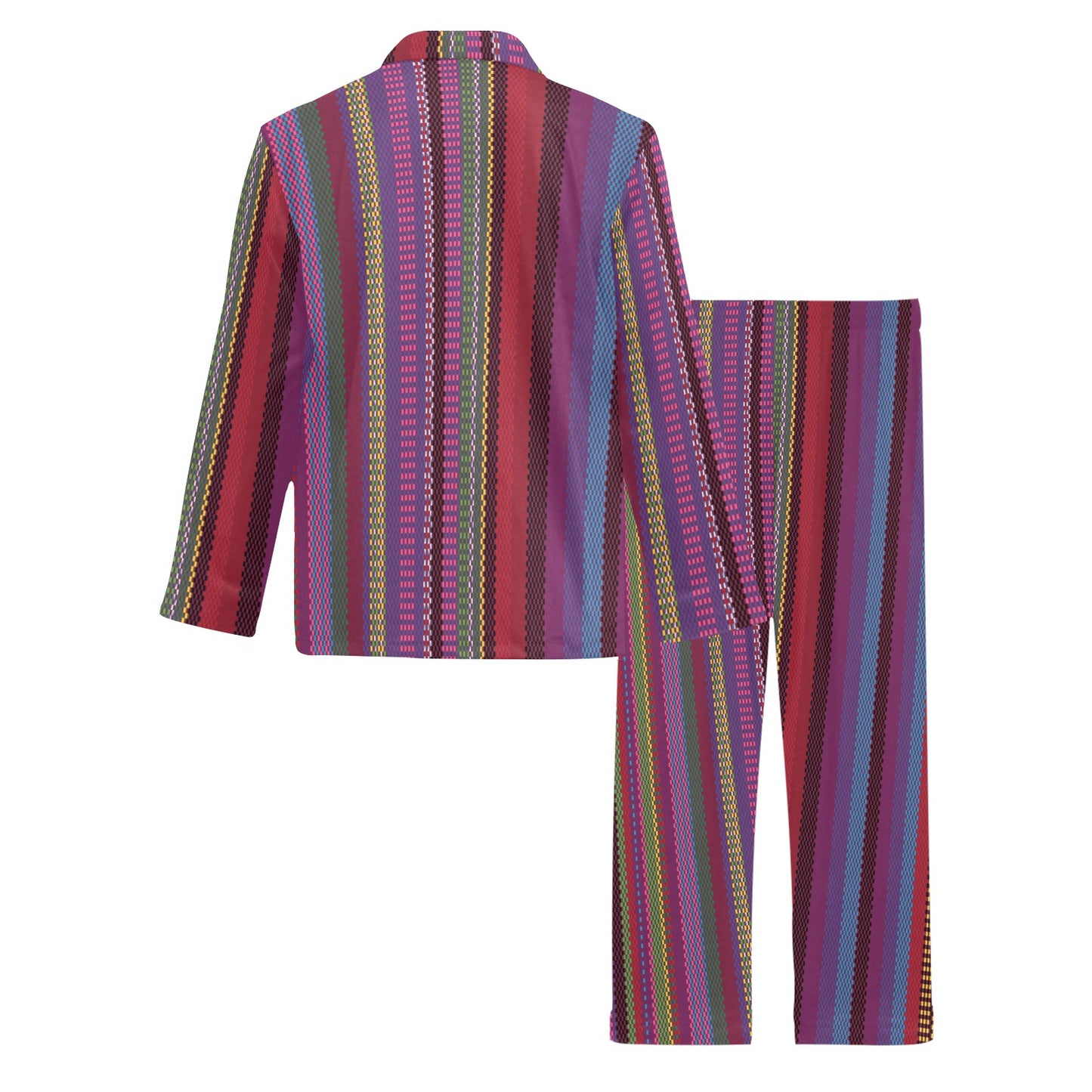 Serape Stripe Print Men's Long Pajama Set