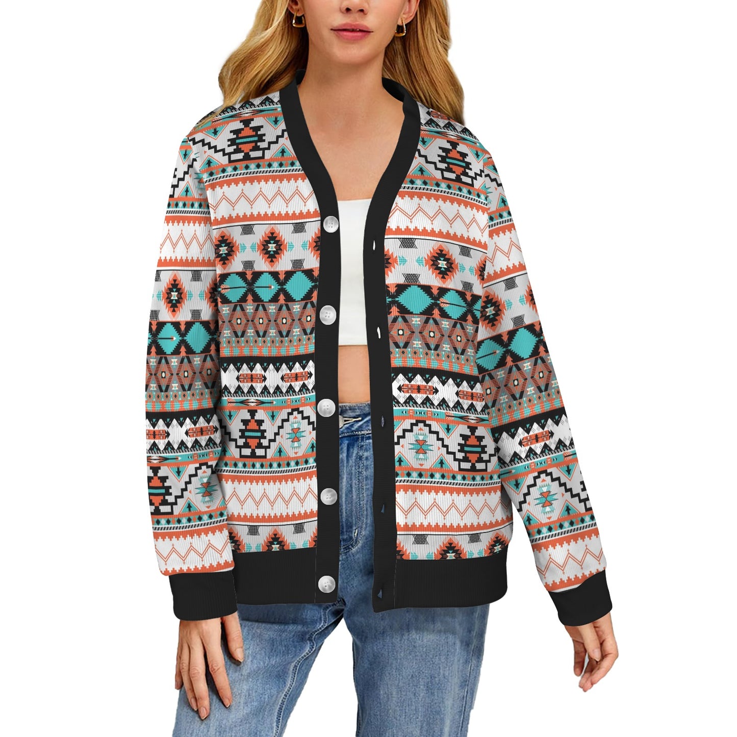 Tribal Aztec Indians pattern Women's Cardigan