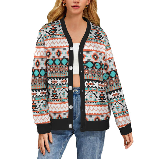 Tribal Aztec Indians pattern Women's Cardigan
