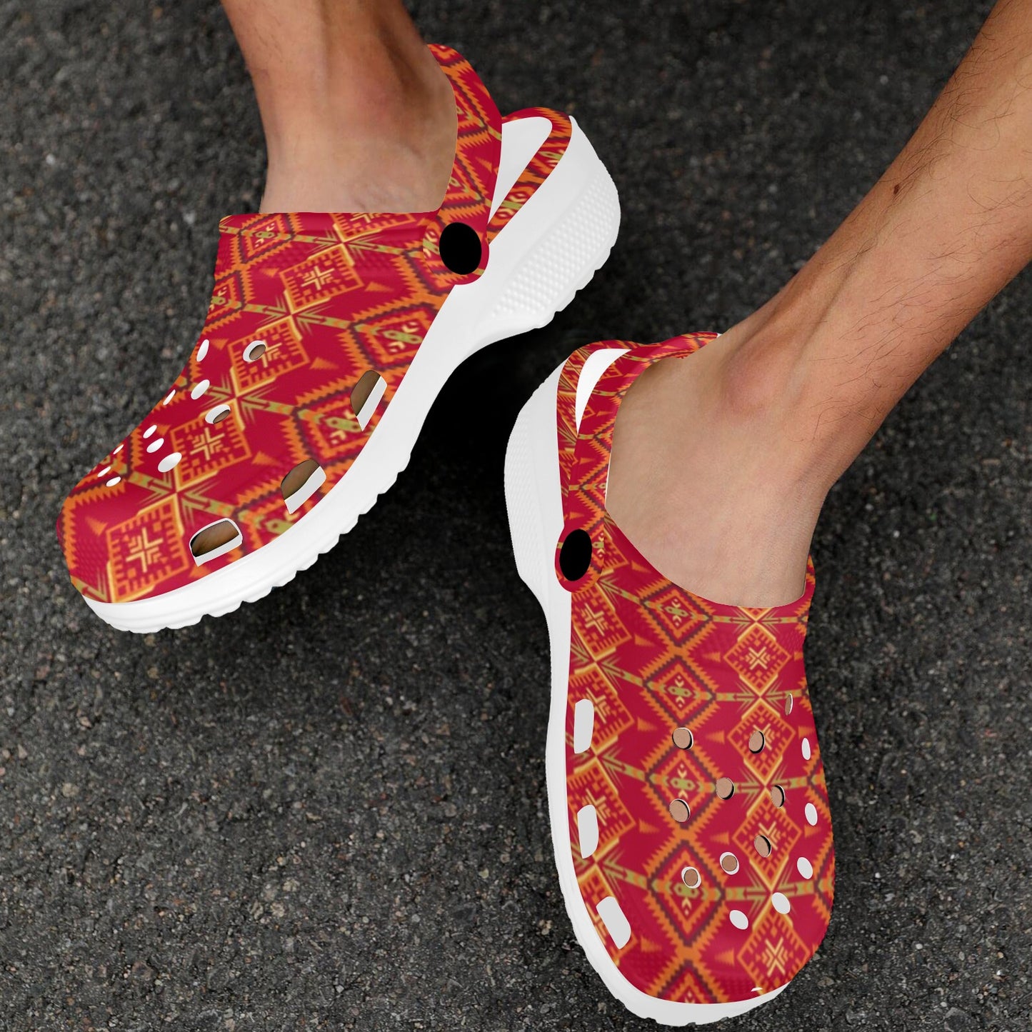 Southwest Aztec Design Themed Print Unisex Clogs Shoes