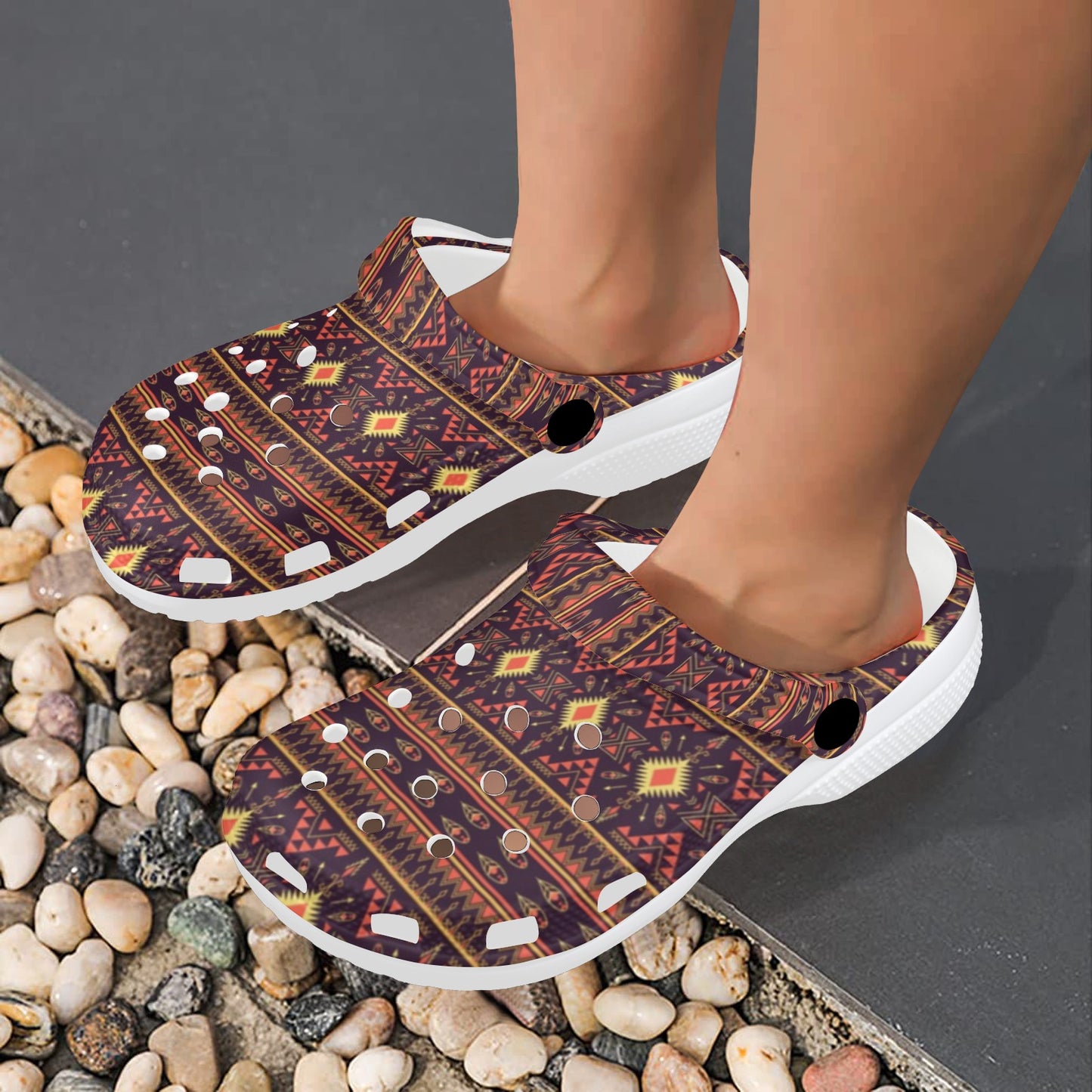 Southwest Ethnic Design Themed Print Unisex Clogs Shoes