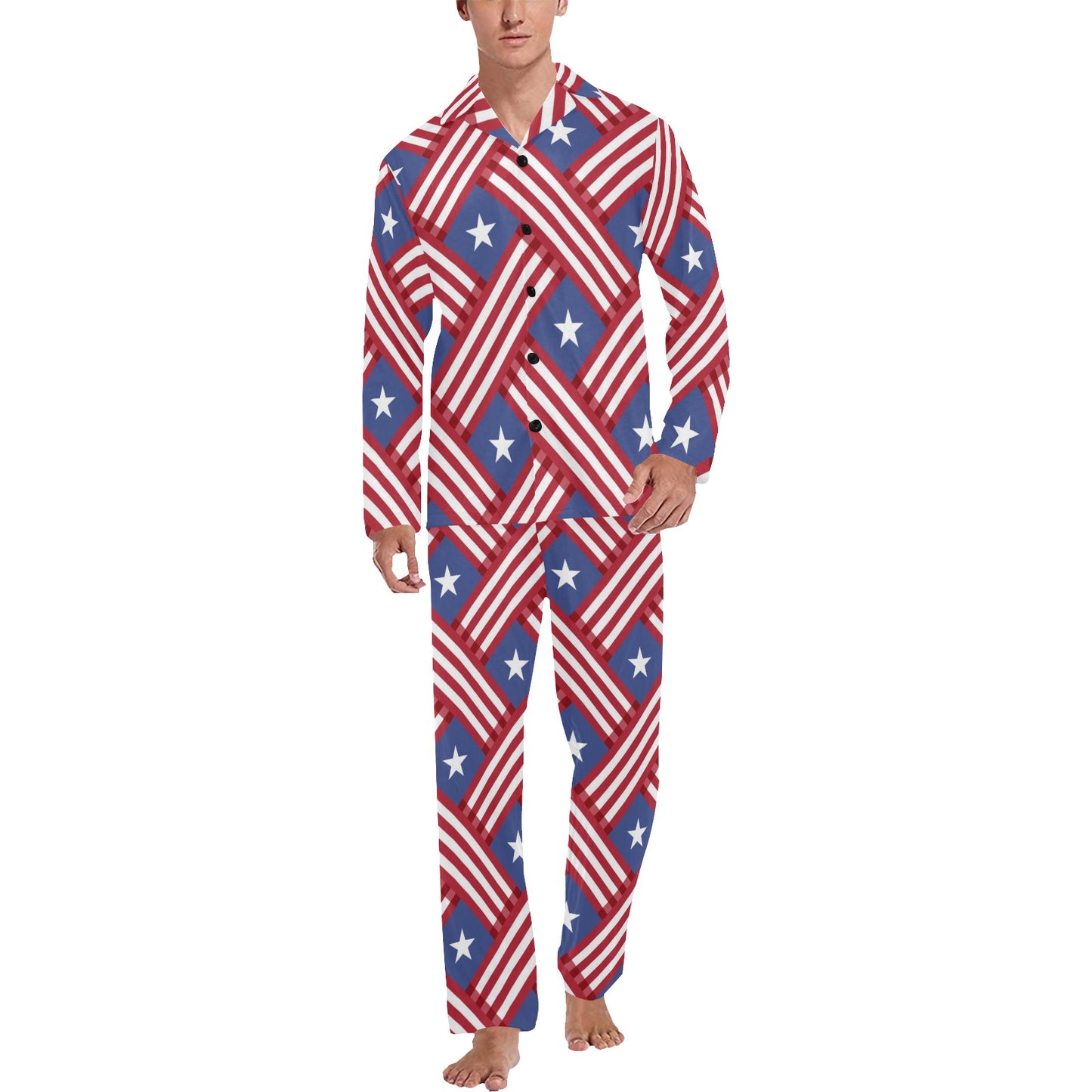 American flag Pattern Men's Long Pajama Set