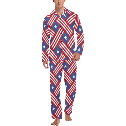 American flag Pattern Men's Long Pajama Set