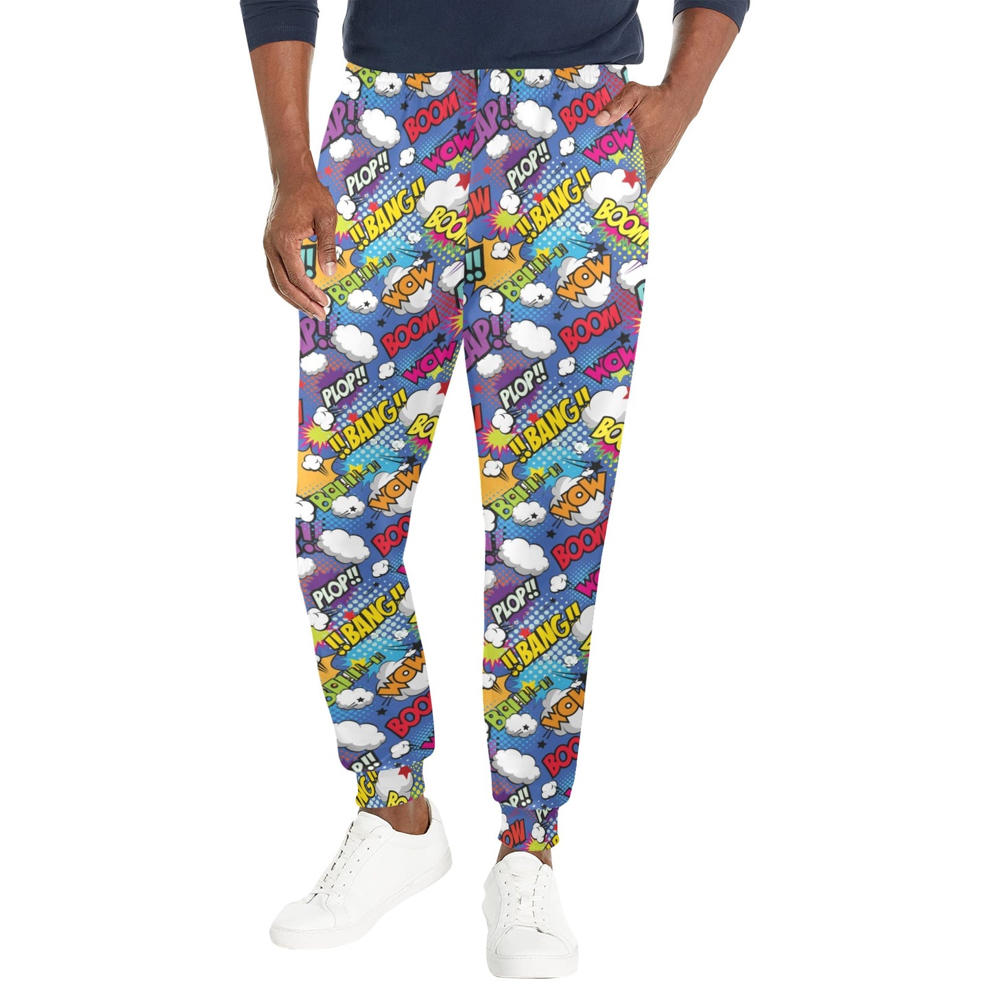Comic Book Pattern Print Design 02 Men's Casual Track Pants