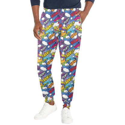 Comic Book Pattern Print Design 02 Men's Casual Track Pants