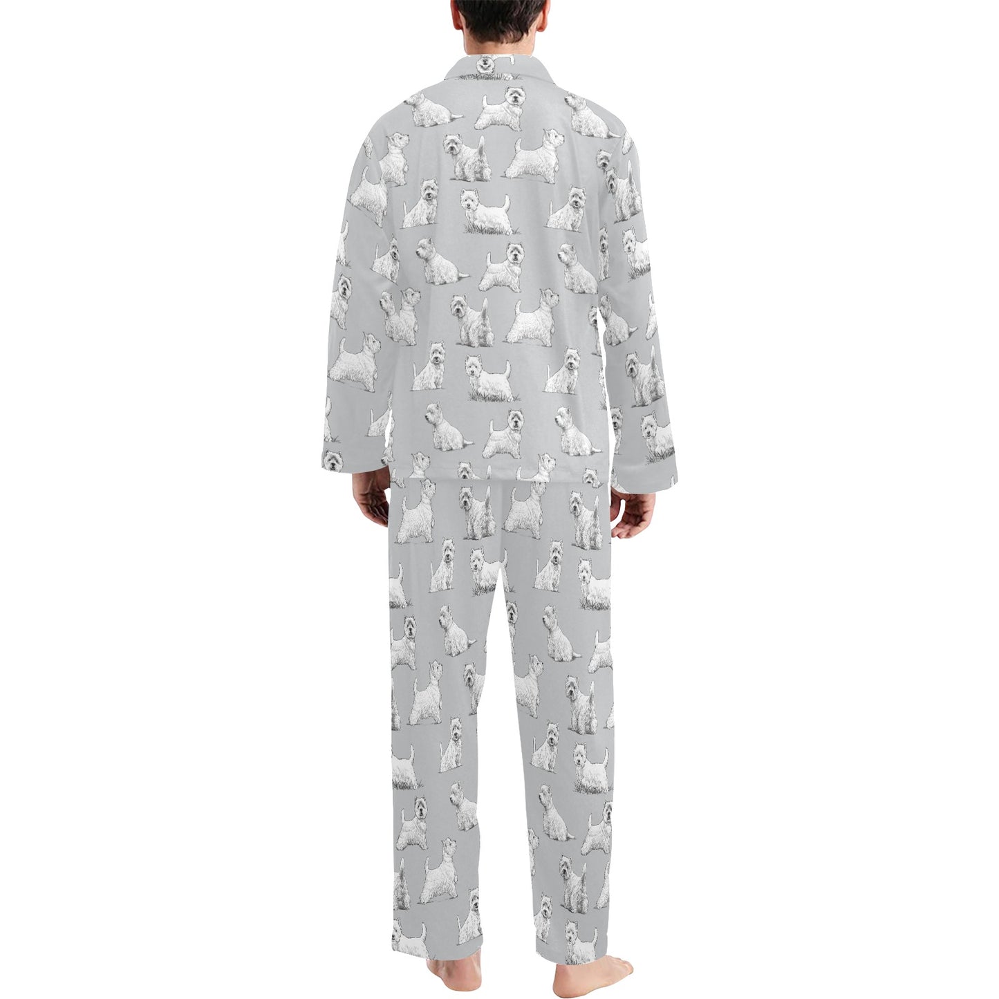 Scottish Terriers Print Design LKS3011 Men's Long Pajama Set