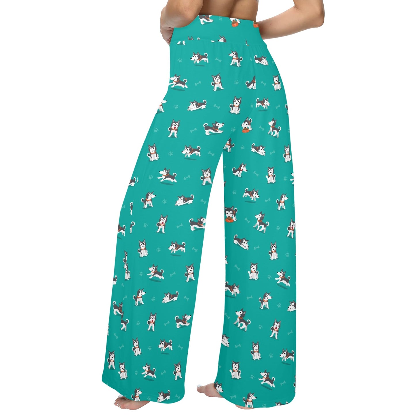 Siberian Huskies Print Design LKS303 Women's Wide Leg Lounge Pants