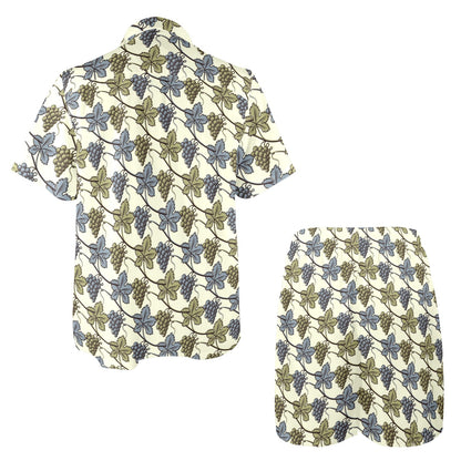 Grape Pattern Print Design GP03 Men's Beach Shirt and Shorts Set