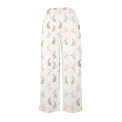 Bunny Pattern Print Design 05 Women's Wide Leg Lounge Pants