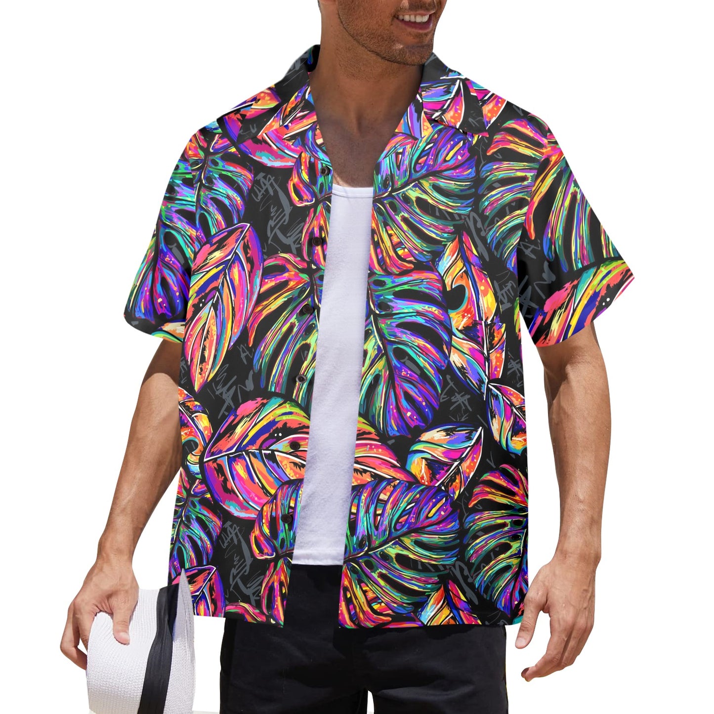 Neon Color Tropical Palm Leaves Men's Hawaiian Shirt