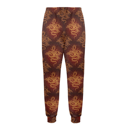Chinese Dragons Gold Design Men's Casual Track Pants