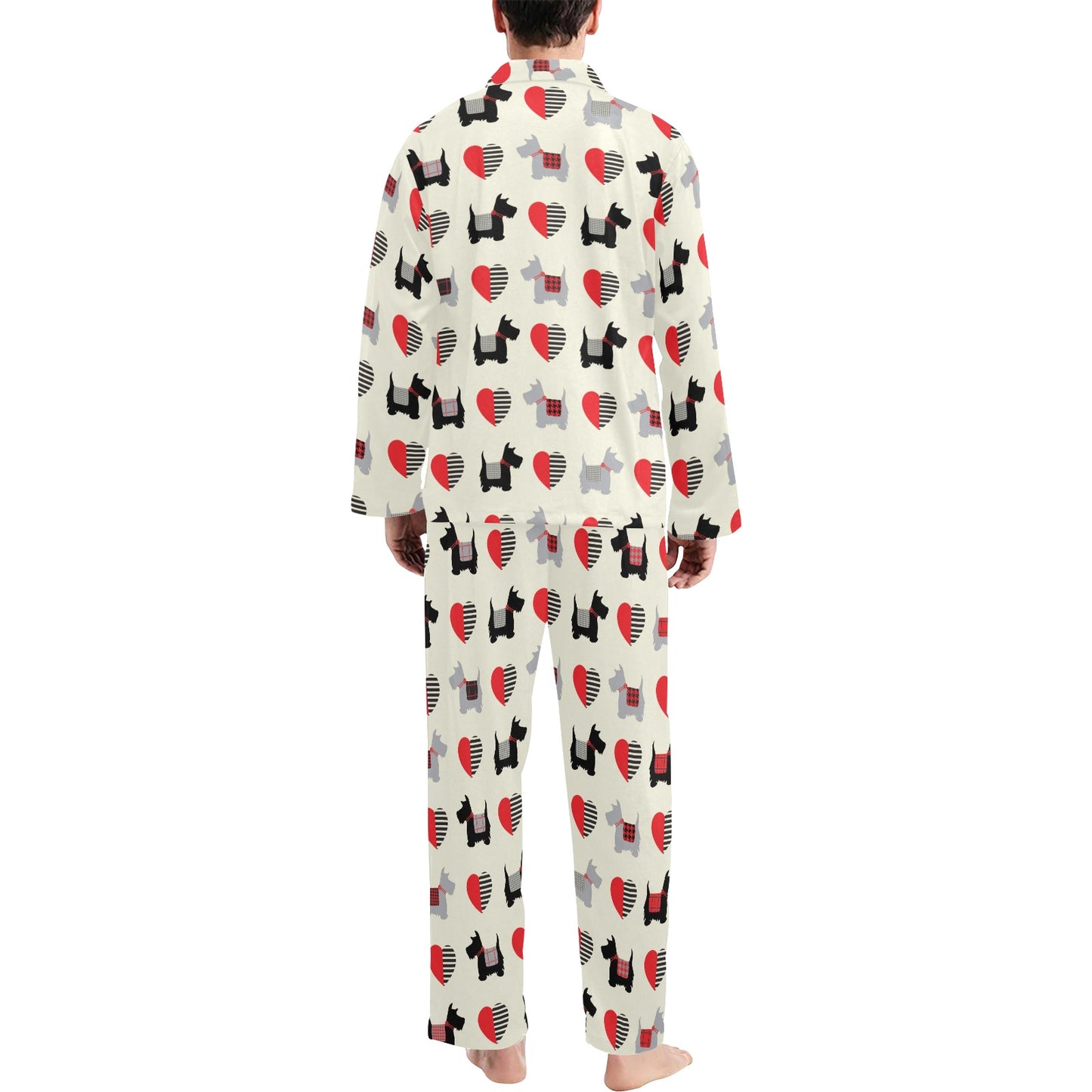 Scottish Terriers Print Design LKS3010 Men's Long Pajama Set