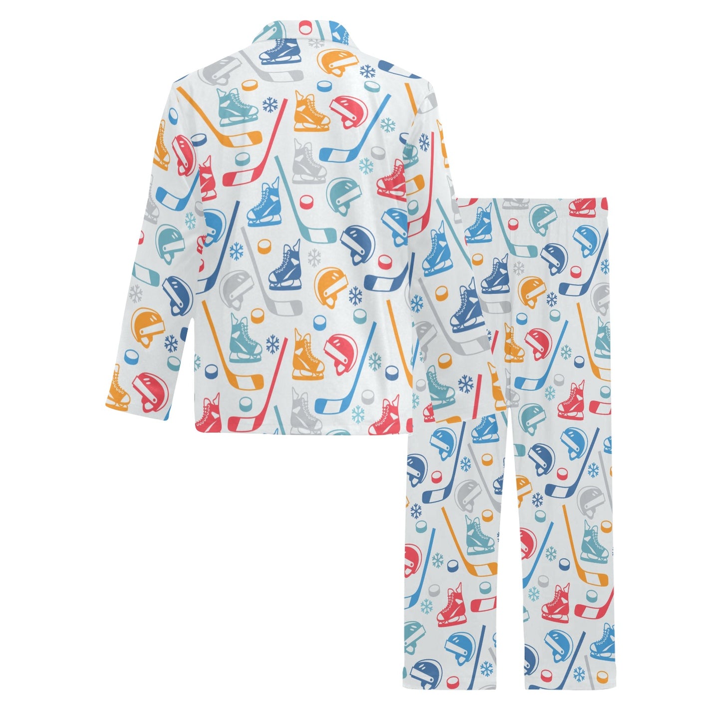 Hockey Equipment Print Design LKS301 Men's Long Pajama Set