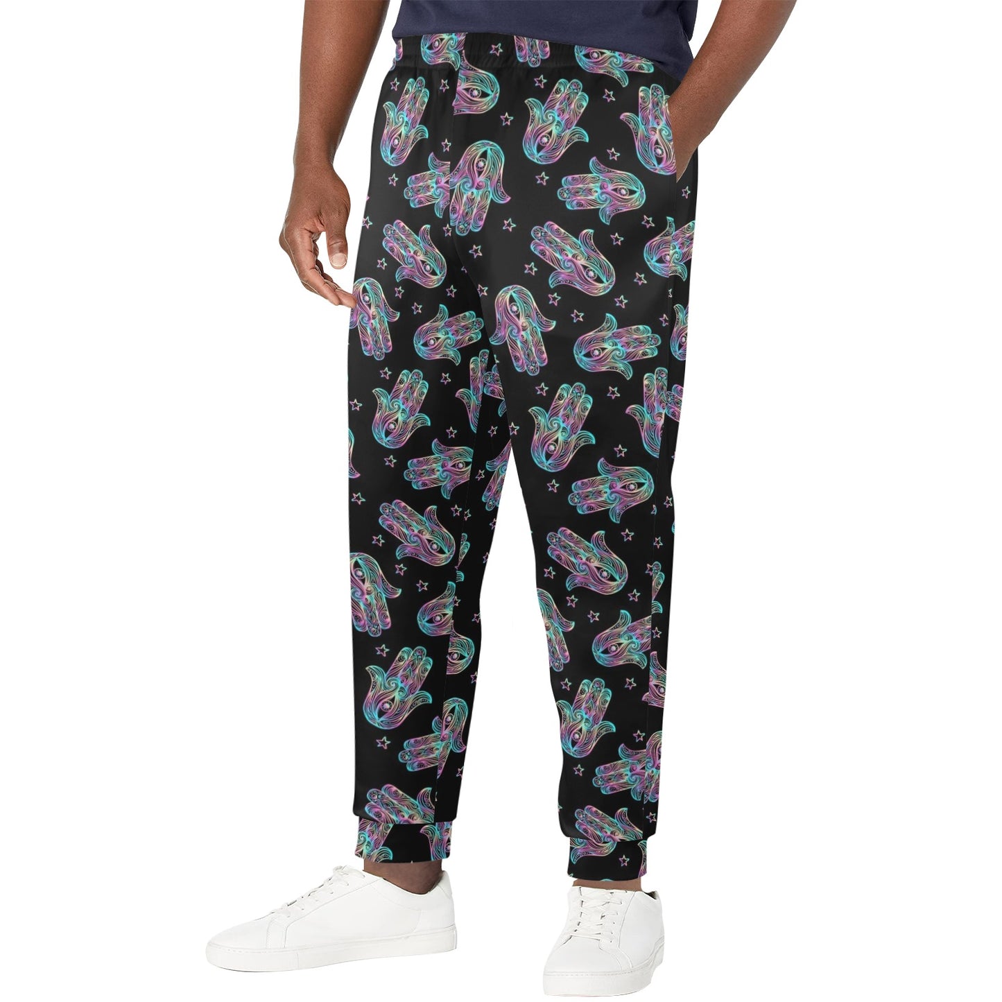 hamsa Design Print Pattern JJ0322 Men's Casual Track Pants
