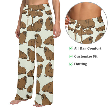 Walrus Pattern Print Design 03 Women's Wide Leg Lounge Pants