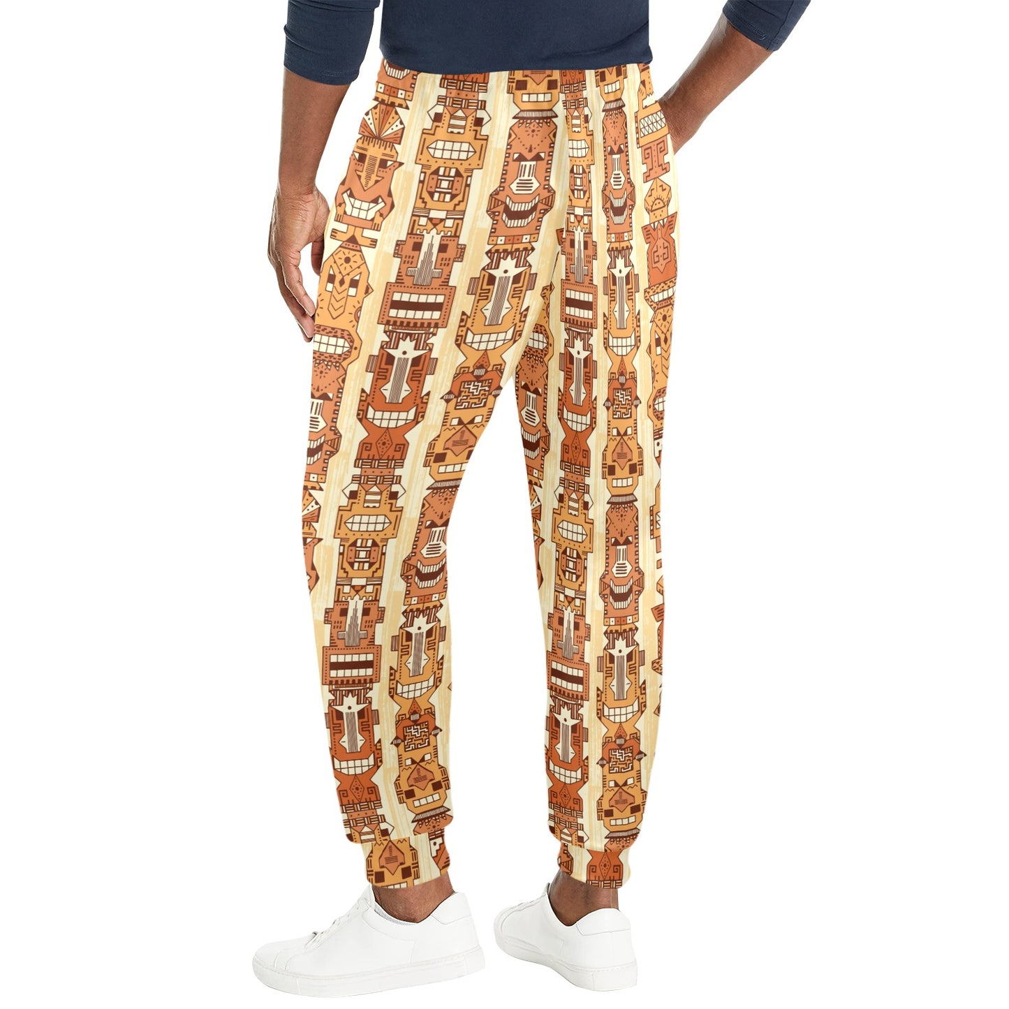 Tiki Orange Vertical Pattern Men's Casual Track Pants