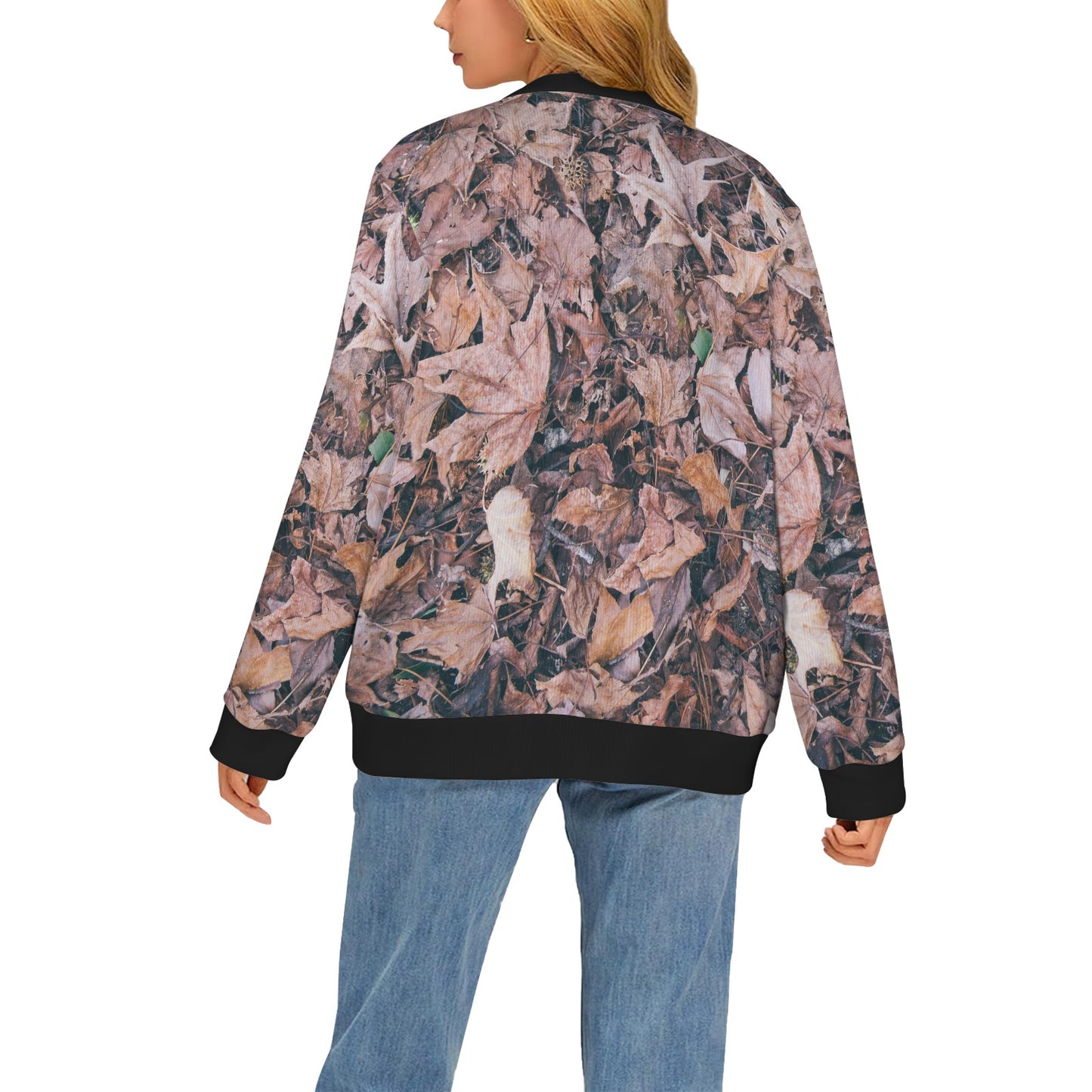 Camouflage Realistic Tree Leaf Print Women's Cardigan