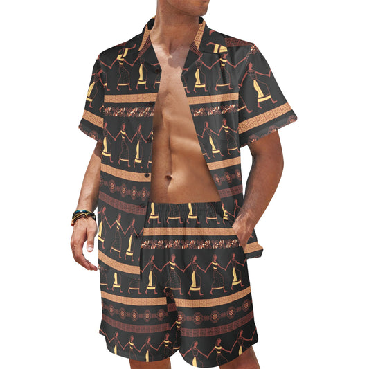 Ancient Greek Human Print Design LKS306 Men's Beach Shirt and Shorts Set
