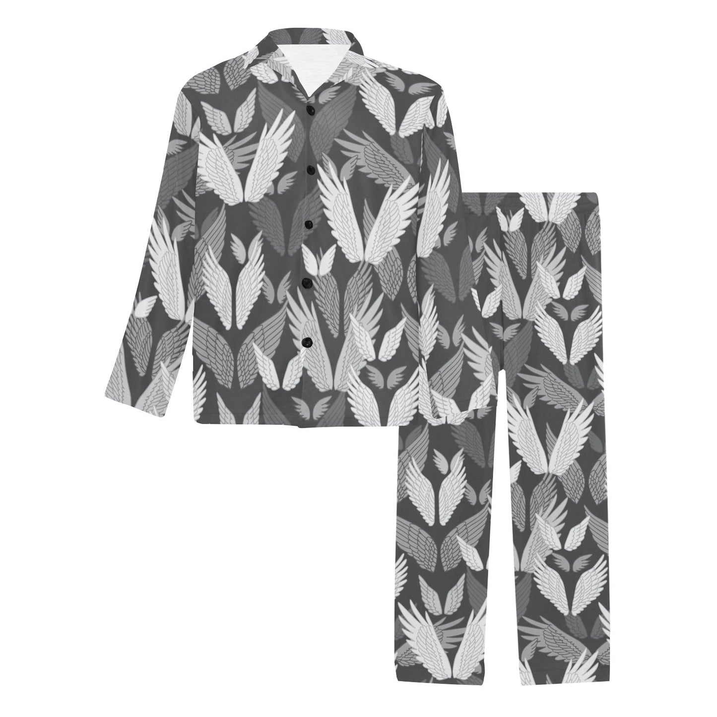 Angel Wings Pattern Design Themed Print Men's Long Pajama Set